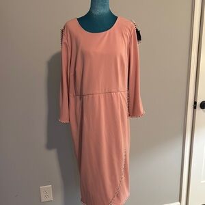Elegant Pink Dress with Pearl Accents